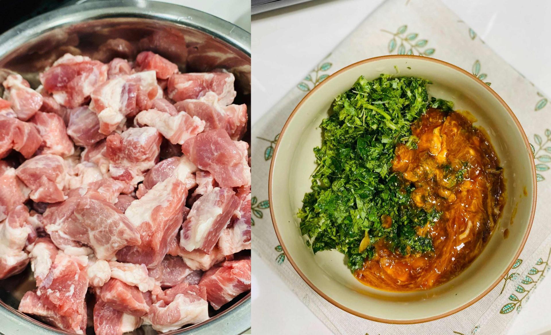 Nguyên liệu chuẩn bị cho món thịt nướng lá lốt